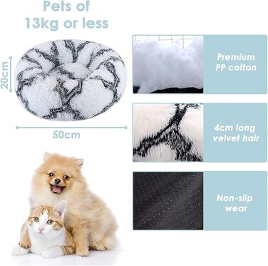 Килимок для котів та собак 50x50 см. Круглий, плюшевий, зручний. Підходить для маленьких котів та собак. Легко миється. (Синій та чорний)