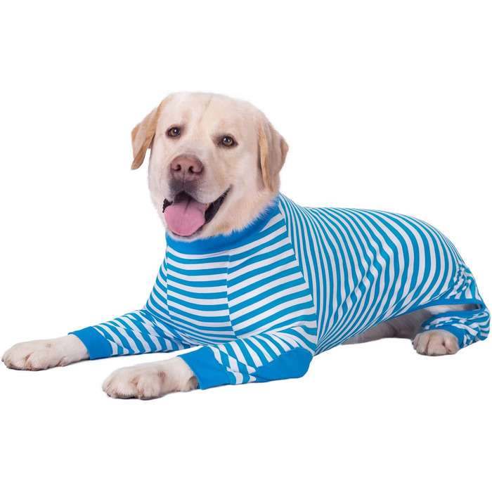 Піжама для собак, комбінезон, одяг для середніх та великих собак, дихаючий, з блискавкою, м'яка бавовна