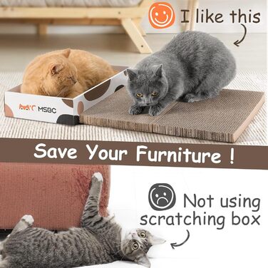 Набір з 3 кігтеточок для котів Happy Hachi з котячою м'ятою, міцний двосторонній когтеточний борд, ліжко, меблі для захисту