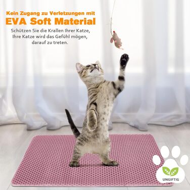 Килимок для котячого туалету Blissstorm Matte 60x90cm з EVA, двошаровий, водонепроникний, антиковзкий, легко миється. Підходить для всіх котів. Колір хакі/рожевий.