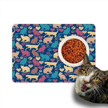 Нековзна килимок під годівницю для котів та собак, Dead Set Studio, водонепроникний, з сердечками