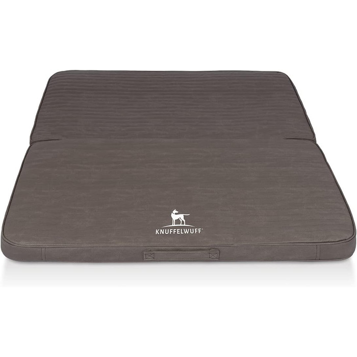 Килимок для собак Knuffelwuff Roanoke: ортопедичний, знімний, 100 x 80 см, з лазерного стібка, з штучної шкіри, для великих, середніх та малих собак (Колір: Браун-сірий)