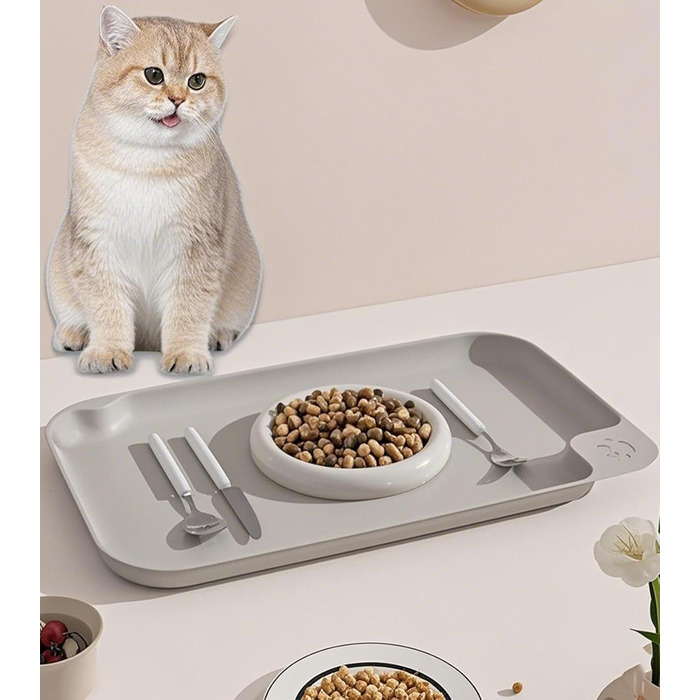 Водонепроникний килимок для годування собак та котів Octonyluck, 57.5x35.5 см, сірий