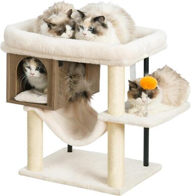 Котячий будиночок з дряпалкою Heybly HCT017WB (Rustic Gray) - велика платформа 54x40 см, висота 57.5 см