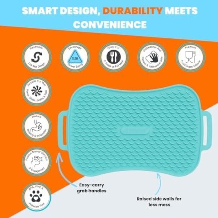 Килимок для собак Marley Reversible Lick Mat - повільний догодувальник, силікон, антиковзаюча поверхня, червоний