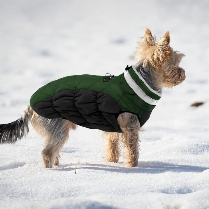 Зимовий теплий нашийник для собак CITE TOILE, великі породи, водонепроникний, з флісовою підкладкою, світловідбиваючий, XL, зелений