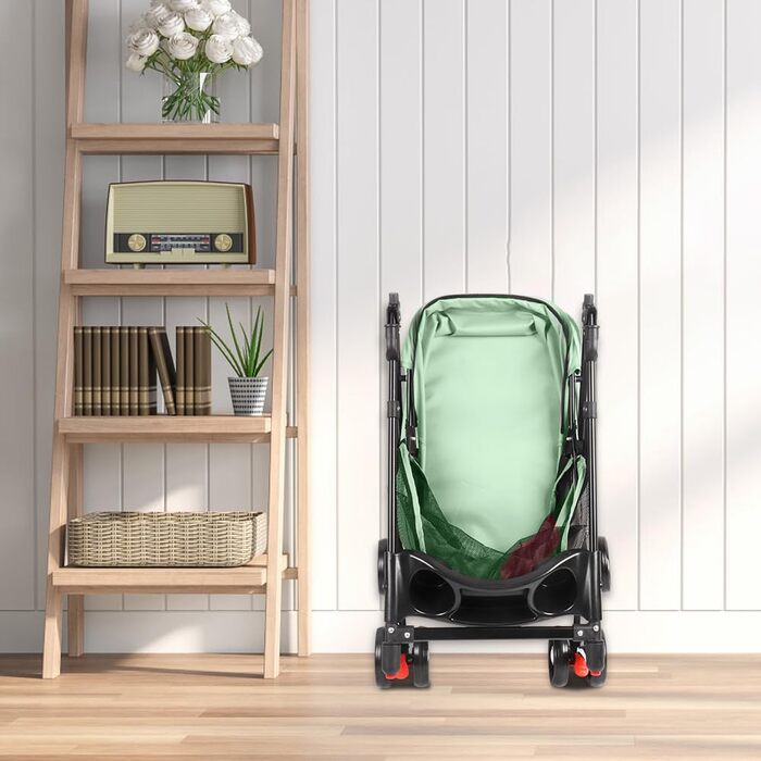 Дитяча коляска для собак середніх порід, 25 кг, 4 колеса, складна, для подорожей, сірий/м'ятний (50 x 70 x 95 см)