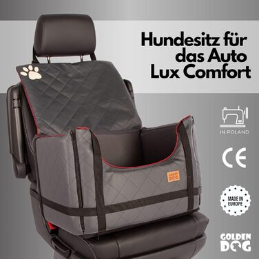 Автомобільний лежак для собак Golden Dog - сірий, 65x53x27 см, з кріпленням на ремінь безпеки, водонепроникний, для пасажирського сидіння, складаний