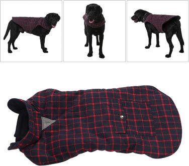 Зимовий теплий одяг для собак, вітрозахисний, в клітинку, для малих, середніх та великих собак, тепла флісова куртка для активностей на холоді (розмір S, S)