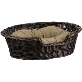 Корзина для собак та котів з плетеної лози e-wicker24 – зручне ліжко для тварин (100 x 70 см, темно-коричневий)