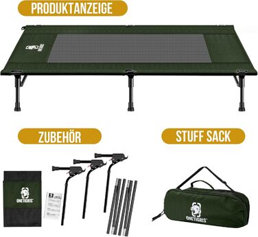 OneTigris лежанка для собак на відкритий простір, піднята лежанка 130x70 см, висота 21 см, швидке встановлення, стабільна, зручна та дихаюча. Лежанка для домашніх тварин для кемпінгу, котяче ліжко - (L, Зелений)