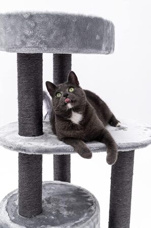 Котячий дряпак Petrebels Charlotte 134 см, преміум-якість, з гамаком, лежаком і будкою, сірий