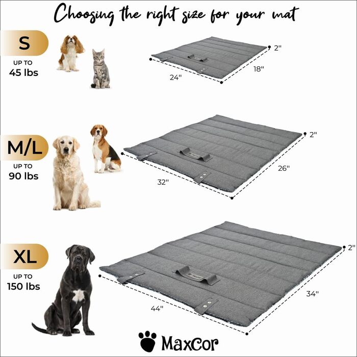 Килимок для собак великих порід, прямокутний, для суглобів, двосторонній, літо/зима, легко переносити, не деформується, машинне прання (S (45 x 60 см), антрацит)