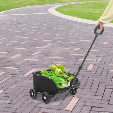 Візок для собак, складаний, міні, чорний. Візок-кішочка для маленьких собак та тварин, для подорожей. Регульована ручка 53-76 см, кут 45°, до 7.5 кг, 86x51x35 см