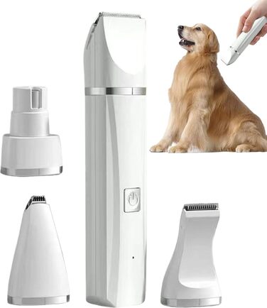 Електричний триммер для собак 4-в-1: стрижка, грумінг, догляд за кігтями та шерсті. Бездротовий, тихий, для цуценят та собак білих порід