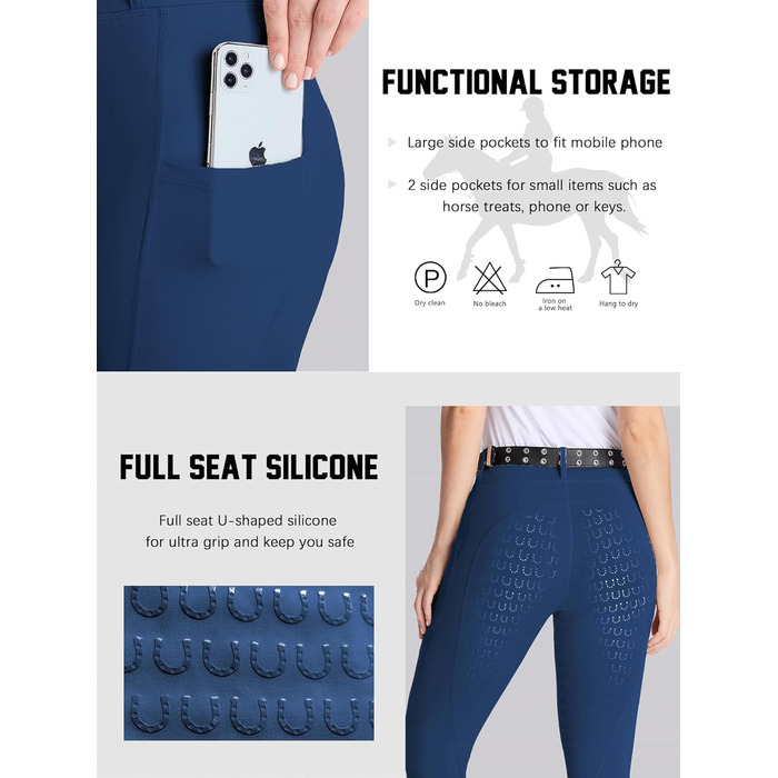 Жіночі штани для верхової їзди DMVOD з силіконовим зчепленням - зручні та стильні рейтузи для жінок (Блакитний, XS)