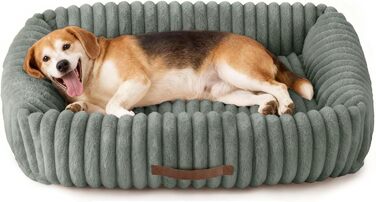 Ортопедичний лежак для собак великих порід, м'який лежак-софа з подушкою для голови, знімний килимок, з ручками (109x76x20 см, темно-сірий)