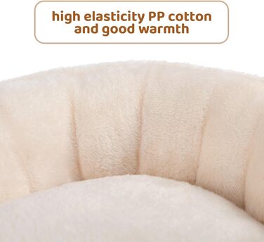 Кругле ліжко для котів та цуценят Hollypet, м'яке, дихаюче, бежеве (55*50*15 см)