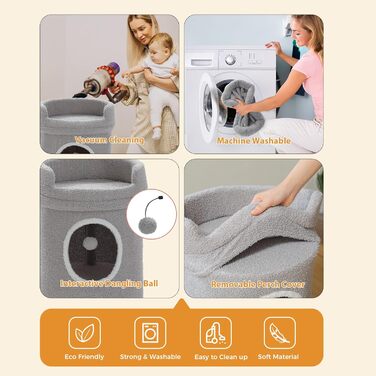 PAWZ Road Велика котяча хатка-лежак для дому, 40×40×40 см, для котів до 10 кг, сіра