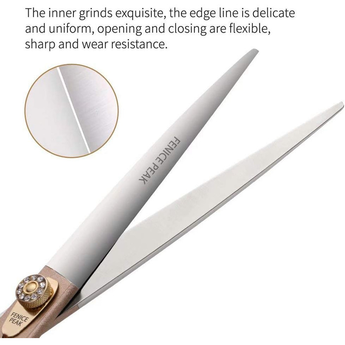 Професійна ножиця для вичісування собак та котів Fenice Peak, 1,2 см, з нержавіючої сталі 440C, 50/56 зубців, 7.5 дюймів