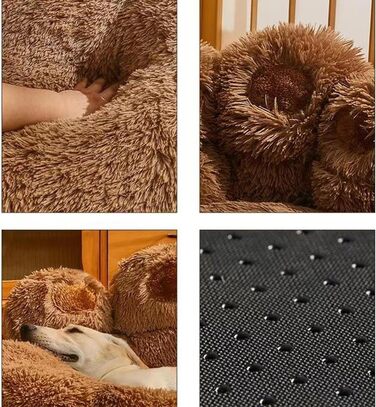 М'яке ліжко-подушка для собак та котів, 70 см, сіро-срібний колір. Заспокійлива подушка для тварин з антиковзким покриттям.