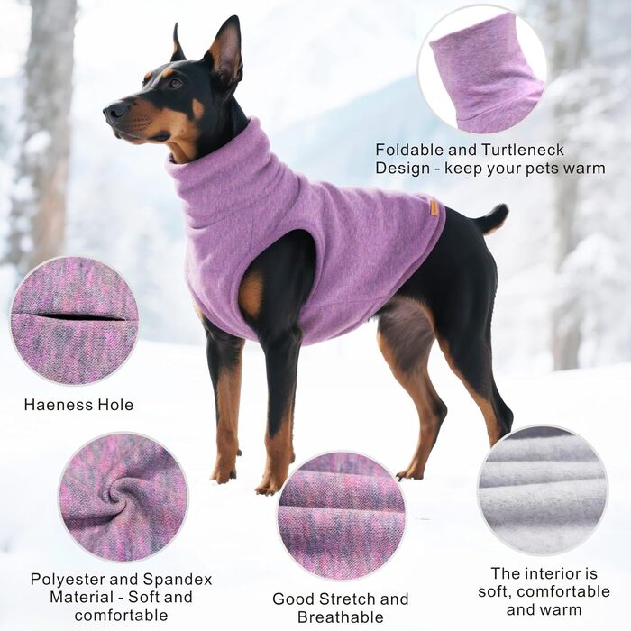 Светр для собак Mosucoirl: теплий пуловер, толстовка-світшот для маленьких, середніх та великих собак XS-4XL (3XL, фіолетовий)