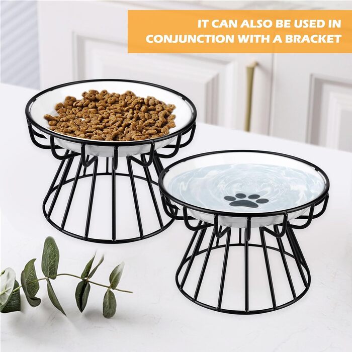 Набір мисок для котів з кераміки, 6 шт. - миски для корму та води (15x2,6 см)