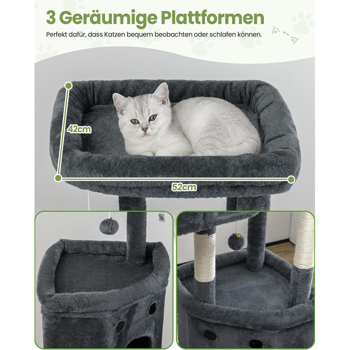 Комплекс для котів Kratzbaum XXL 213 см: Дряпка-стовп, будиночок, платформа, гамак - Сірий когтеточка для великих котів