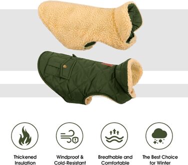 Зимовий теплий одяг для собак: куртка з флісу, підходить для чихуахуа та такс, з отвором для повідка, зелена, XS