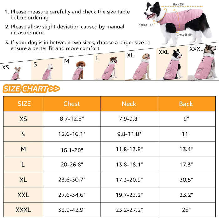 iBuddy Зимовий теплий куртка для собак з флісовою жилеткою, водонепроникний, вітронепроникний, світловідбиваючий, регульований, для великих собак, дівчаток та хлопчиків, рожевий, XX-Large