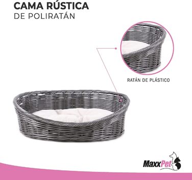 MaxxPet Ліжко для собак і котів, кругле, з подушкою, антрацит, 54x40x17,5 см