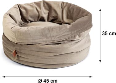 Кошик для котів Lotte Fluco, велюр, сірий, 45x45x35 см