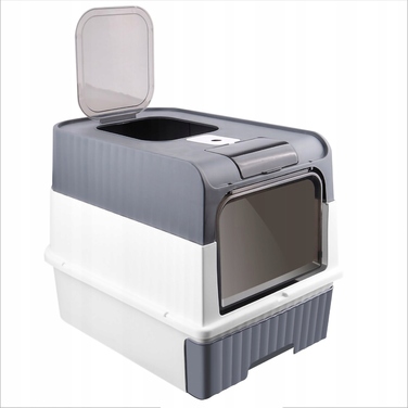 Закритий лоток для котів Globani, сірий, з підсвіткою та висувною шухлядою, 39x35x37 см