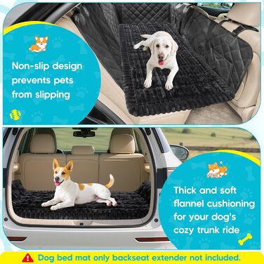 Лоїон Лежанка для собак в авто, килимок на заднє сидіння, м'яка підстилка для собак, захисний чохол, 127x62,5x2,5 см (Чорний)