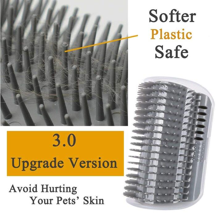 М'яка щітка для котів з масажною куточком, самостійний грумінг, 4 шт. (3.0 Weicher Grau)