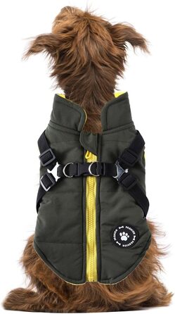 Зимова куртка для маленьких собак: тепла, вітро- та водонепроникна, двостороння куртка з блискавкою, зелена XL