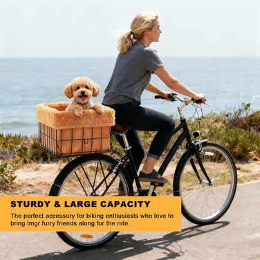 Фарбований кошик для велосипеда для собак з підстилкою, теплий та м'який, з міцної тканини, комфортний, для собак