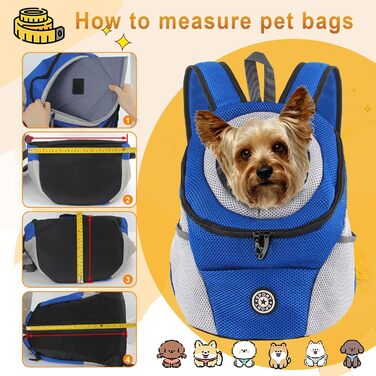 Шлейка-рюкзак для собак та котів: переноска для тварин з дихаючим дизайном, водонепроникним дном, для подорожей та активного відпочинку (блакитний)