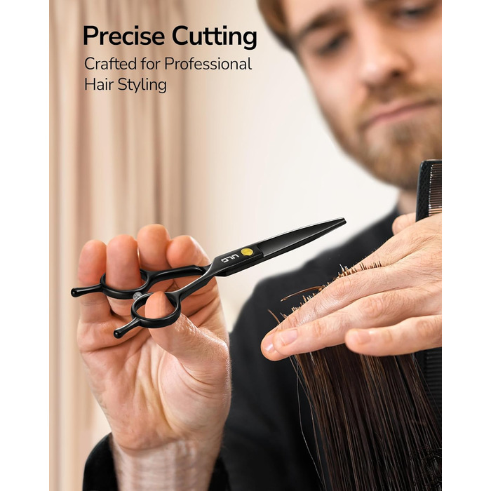 Професійний набір для стрижки волосся ULG: 2 ножиці (16,5 см), розріджувач, гребінець, затискачі, кейс. Підходить для чоловіків, жінок, дітей.