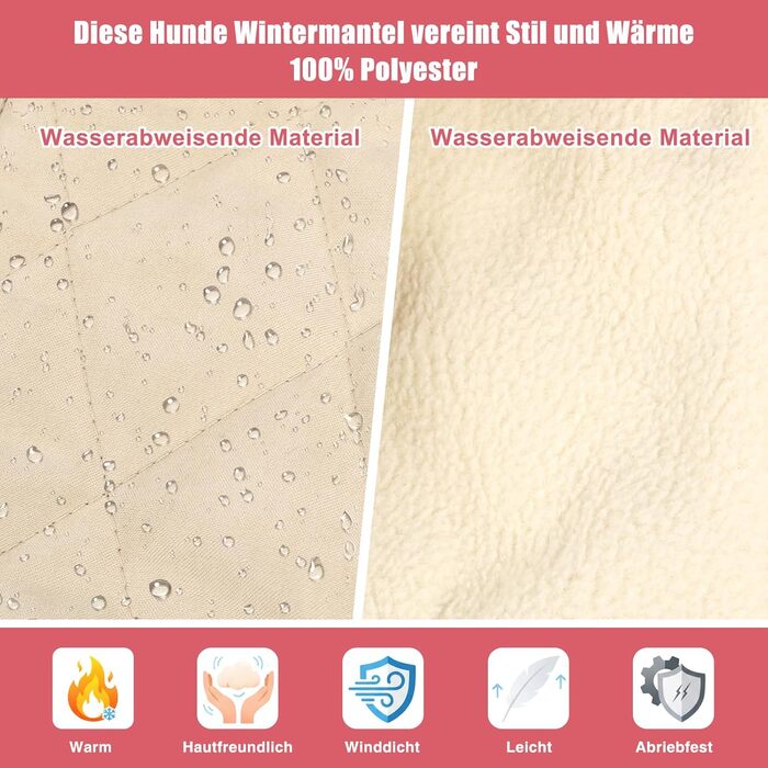 Зимовий теплий куртка для собак FeimaX: вітрозахисний халат з флісовою підкладкою, D-кільце, для маленьких та середніх собак (Хакі, L)
