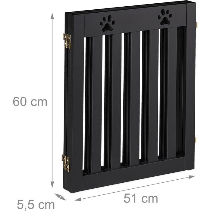 Захисне ворота для собак Relaxdays, розкладне, 60 x 153 см, чорний, MDF