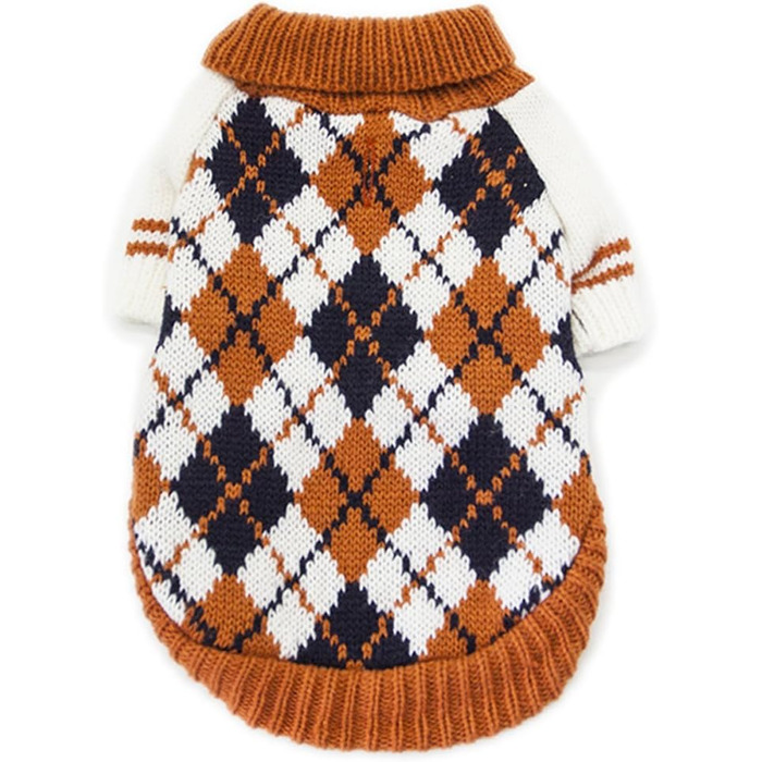 Теплий зимовий светр для собак The Diamond Plaid, морський колір, XL (для собак вагою 6-9 кг)