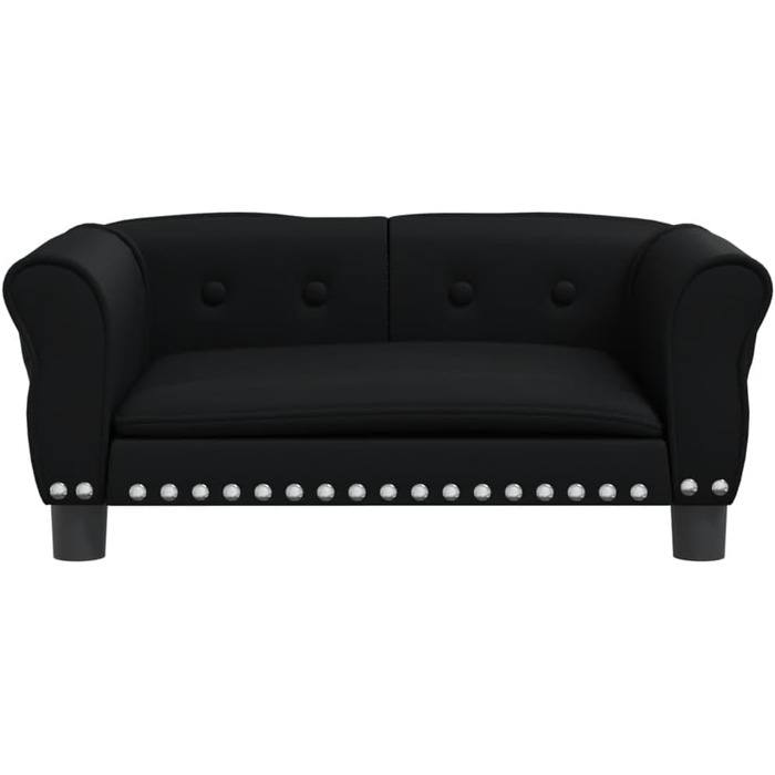 Софа для собак Festnight, ліжко для маленьких собак та котів, зручна лежанка для домашніх тварин з штучної шкіри, чорна, 70x45x30 см