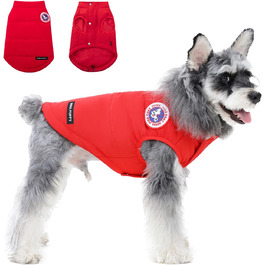 Зимовий одяг для собак PINA Hund: тепла куртка, жилет та вітрозахисний одяг для малих та великих собак, червоний колір, розмір S (Getaway Solids)