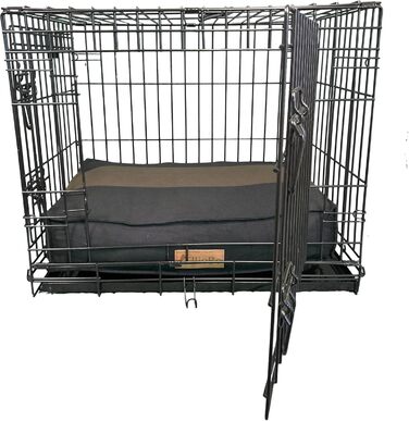 Ліжко для собак Ellie-Bo середнього розміру 71 x 48 x 10 см, смугастий дизайн чорного та коричневого кольорів, підходить для клітки 76,2 см