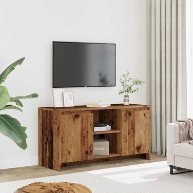 vidaXL телевізійна тумба з дверцятами та полицями, біла, 102x37,5x52,5 см, ДСП (старе дерево), меблі для телевізора, низька тумба, шафа для ТВ, HiFi, для вітальні