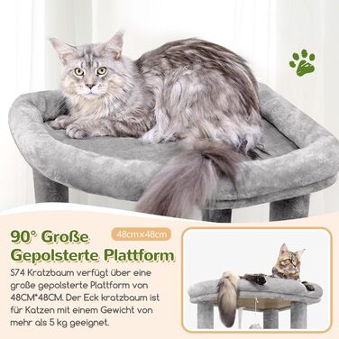 Драбина-будинок для котів Globlazer S74 XXL (188 см, сірий) - міцна, кутова, з будиночком та платформами