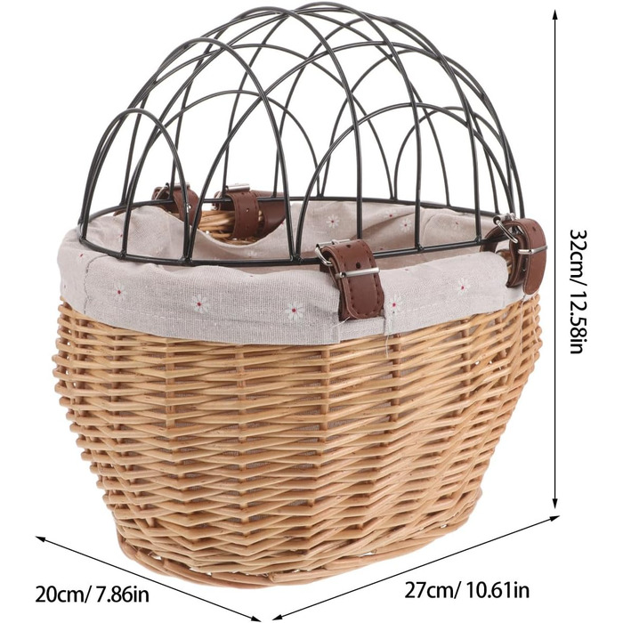 Mikinona Тримач для собак і котів на велосипед, ручної роботи з лози, з ременями, для переднього кріплення