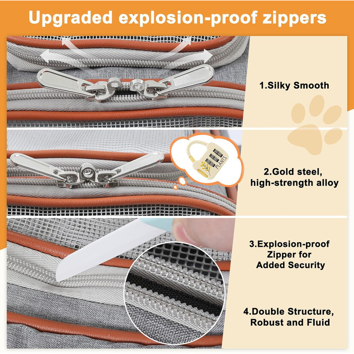Сумка-переноска для кота/собаки COMSLE, 7 кг, 42x22x25 см, світло-сіра