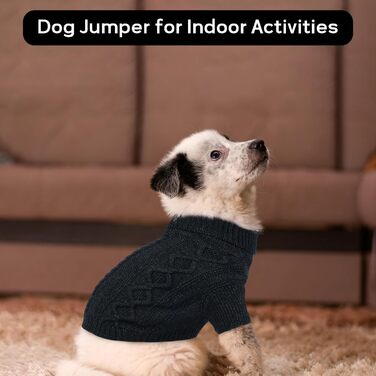 Чорний пуловер для котів та собак, теплий, з отвором для повідка, розміри S, XXL